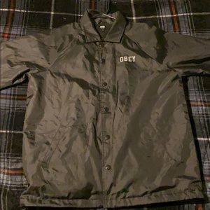 Black Obey Windbreaker (reflective letters )